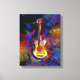 Impressão Em Tela decor de pintura de guitarra a cores