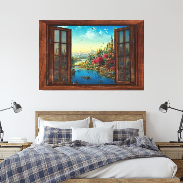 Impressão em tela decoração quarto infantil janela (Insitu(Quarto))