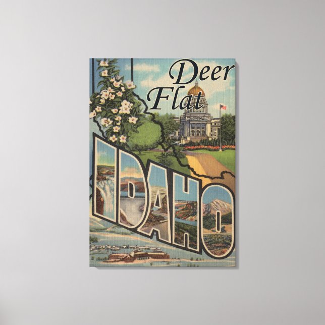 Impressão Em Tela Deer Flat, Idaho - Cenas com Letras Grandes (Frente)