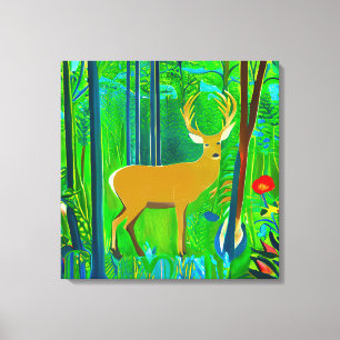 Impressão Em Tela Deer in a Fantasy Forest Setting