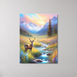 Impressão Em Tela Deer Rocky Mountain Primavera Meadow Sunrise