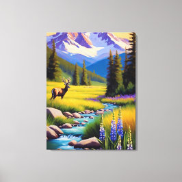 Impressão Em Tela Deer Rocky Mountain Primavera Meadow Sunshine