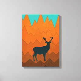 Impressão Em Tela Deer Stag silhouette Autumn fall Abstrato Colorido