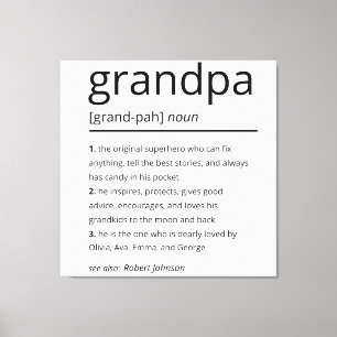 Impressão Em Tela Definição de vovô, Avô Personalizado Dotado Aniver