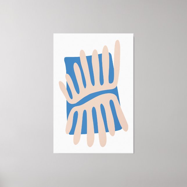 Impressão Em Tela Deixa Abstrato inspirado Matisse em azul e areia (Frente)