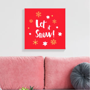 Impressão Em Tela "Deixe-o nevar!" Caligrafia Vermelho Natal