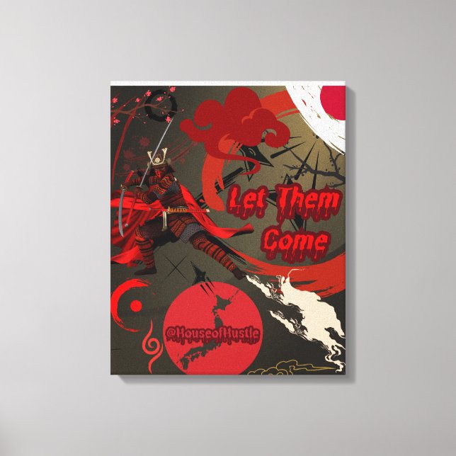 Impressão Em Tela Deixe-os vir, guerreiro japonês Samurai (Frente)