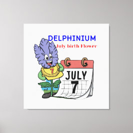 Impressão Em Tela Delfinium - Flor De Nascimento Para Julho
