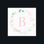 Impressão Em Tela Delicado Floral Wreath Monograma<br><div class="desc">Tela de fundo elegante e doce.</div>
