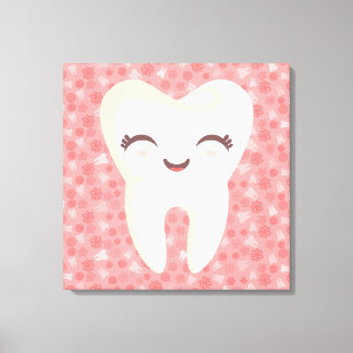 Impressão Em Tela Dente-cortante em padrão rosa - Arte-Canvas estend
