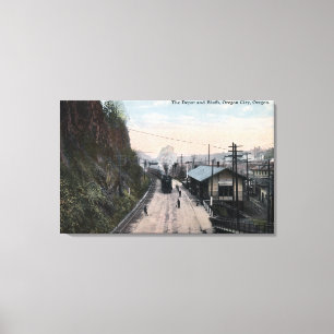 Impressão Em Tela Depósito da estrada de ferro e cidade dos blefes,