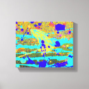 Impressão Em Tela Descarga Coronal Amarelo Ciano Abstrato