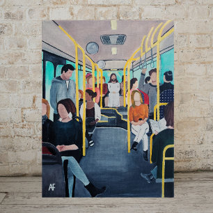 Impressão Em Tela Desconhecido no Ônibus Pintura de Alfred Fox