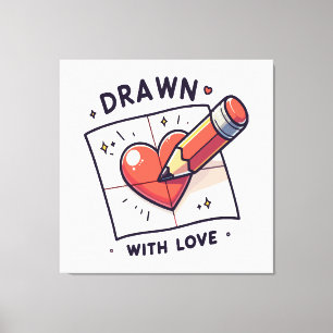 Impressão Em Tela Desenhar com amor