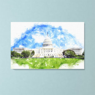 Impressão Em Tela Desenho a Pastel do Capitólio dos Estados Unidos