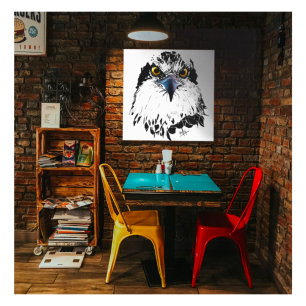 Impressão Em Tela Desenho branco preto de um "Rei de Pássaros"