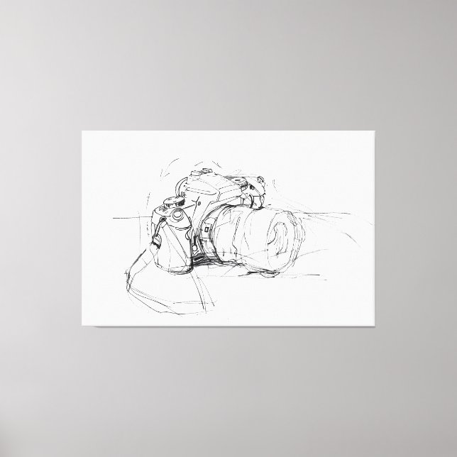 Impressão Em Tela Desenho da câmera mínima artística - Premium (Frente)