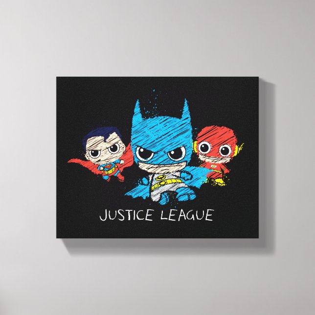 Impressão Em Tela Desenho da Mini Justice League (Frente)
