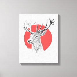 Impressão Em Tela Desenho de cabeça de veado com círculo vermelho Ar