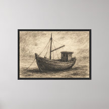 Desenho De Carvão De Barcos De Pesca Antigos