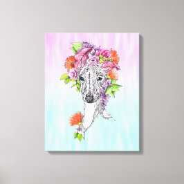Impressão Em Tela Desenho de flores de arte de galgo italiano greyho