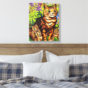 Impressão Em Tela Desenho de gato fofo e gatinhos por Louis Wain