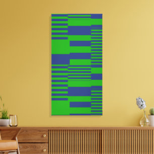 Impressão Em Tela Desenho de Listras Xadrez Azul Verde