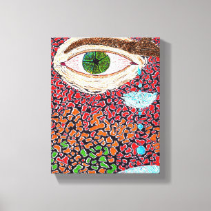 Impressão Em Tela Desenho de Olho Verde 'Deus está nos Detalhes'