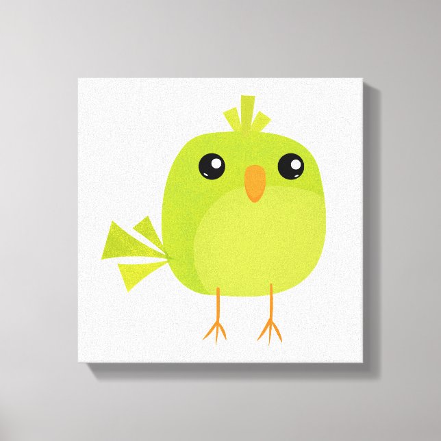 Impressão Em Tela Desenho de Pássaro Verde   (Frente)