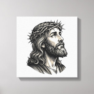 Impressão Em Tela Desenho de retrato de coroa de espinhos de gravura
