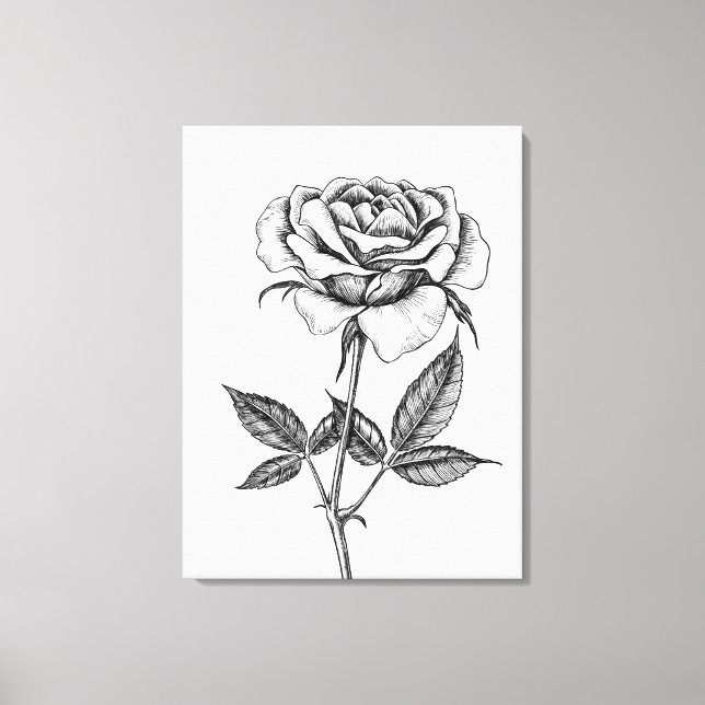 Impressão Em Tela Desenho de rosa (Frente)