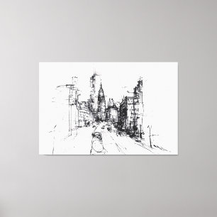 Impressão Em Tela Desenho de Vista de paisagem abstrato - Premium