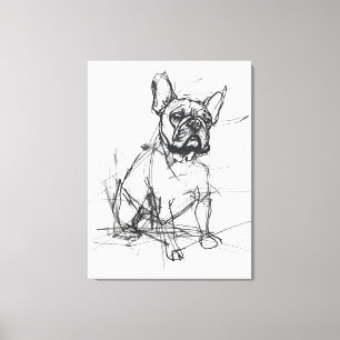 Impressão Em Tela Desenho do Bulldog Francês abstrato