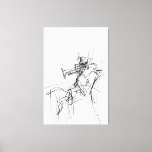 Impressão Em Tela Desenho do Jogador de Trompete abstrato - Premium