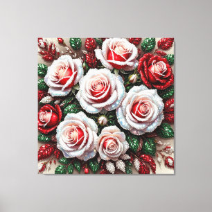 Impressão Em Tela Desenho Floral Embelezado com Joias Intrincadas