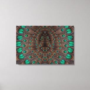Impressão Em Tela Desenho Fractal de Pena de Faisão