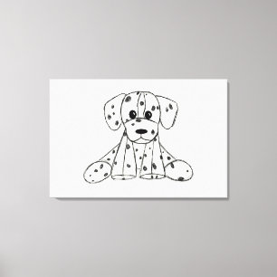 Impressão Em Tela Desenho simples de um cão dalmata de pelúcia em pr