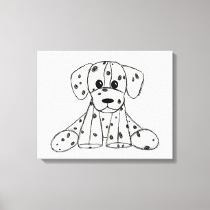 Impressão Em Tela Desenho simples de um cão dalmata preto