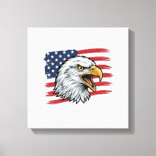 Impressão Em Tela Desenho Vetorial Vintage de Bandeira de Águia Patr