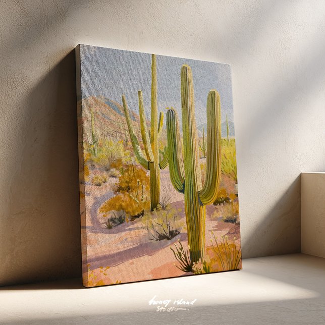 Impressão Em Tela Desert Cactus Painting, Southwestern Wall Art ( cactus painting, desert wall art, boho decor, southwest art, desert landscape, cactus print, arizon)