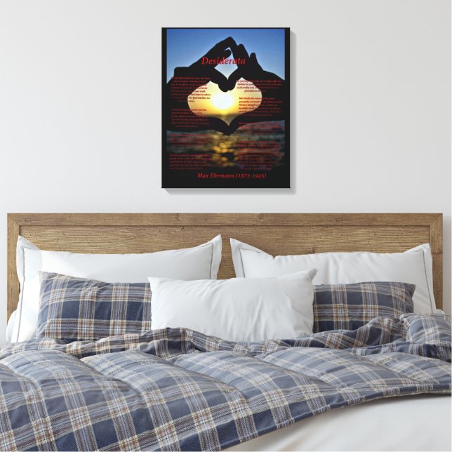 Impressão Em Tela Desiderata com Coração e Oceano (Insitu(Quarto))