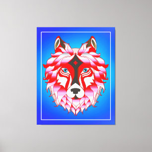 Impressão Em Tela Design- 24531 Pink Wolf Head