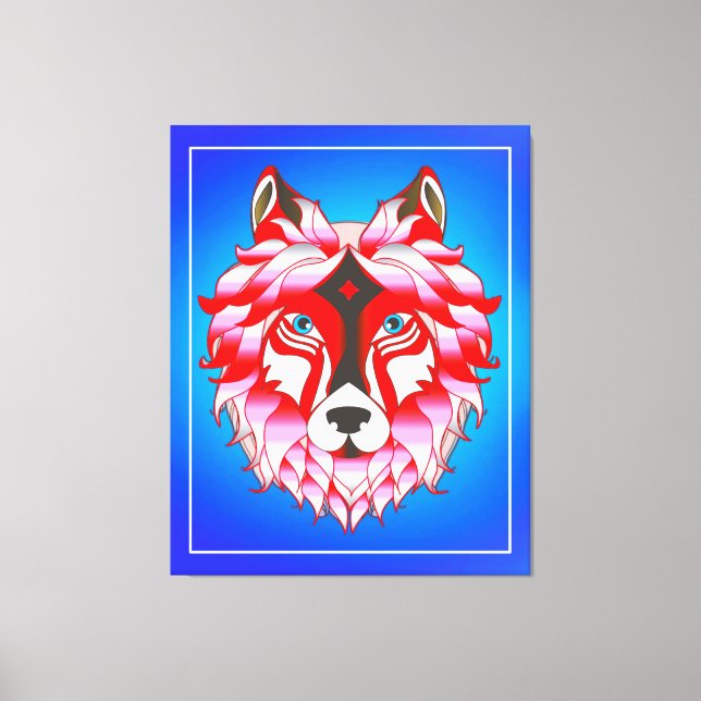 Impressão Em Tela Design- 24531 Pink Wolf Head (Frente)