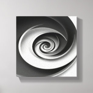 Impressão Em Tela Design Abstrato Espiral Preto e Branco Elegante, 