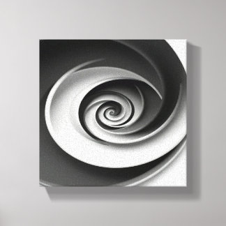 Impressão Em Tela Design Abstrato Espiral Preto e Branco Elegante, 