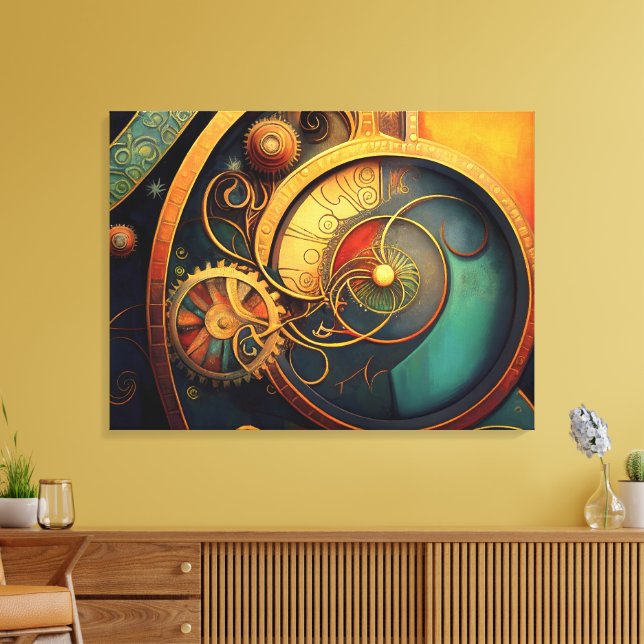 Impressão Em Tela Design Abstrato Relógio a Vapor (Insitu(Sala de estar))