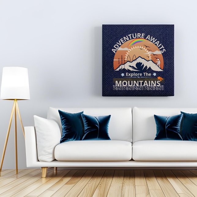 Impressão Em Tela design "Adventure Await-Explore as montanhas" (Criador carregado)