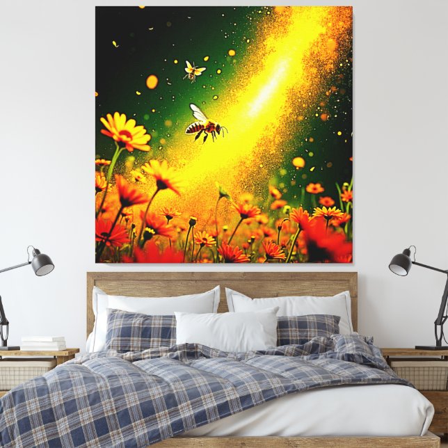 Impressão Em Tela Design de Alegria de Pólen de Abelhas (Insitu(Quarto))