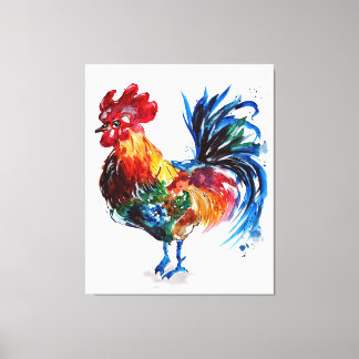 Impressão Em Tela Design de Arte em Frango Colorida Animal | AMANTE