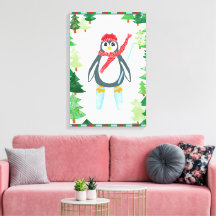 Design de Árvore de Natal do Pinguim Festivo